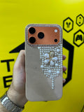 Luxury Glitter Finish with 3D Pearl Flower Design Phone Case