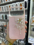 Luxury Glitter Finish with 3D Pearl Flower Design Phone Case