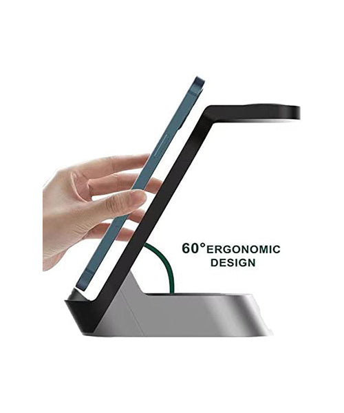 Green Lion 4 in 1 Fast Wireless Charger 15W w/ Type-C Port, 60 Degree Ergonomic Design, Wireless Charging Dock Station