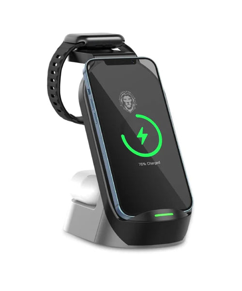 Green Lion 4 in 1 Fast Wireless Charger 15W w/ Type-C Port, 60 Degree Ergonomic Design, Wireless Charging Dock Station