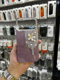 Luxury Glitter Finish with 3D Pearl Flower Design Phone Case
