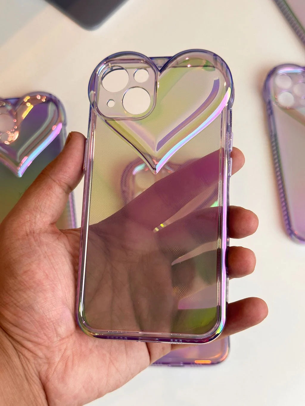 3D Heart Shaped Holographic IPhone Case Cover