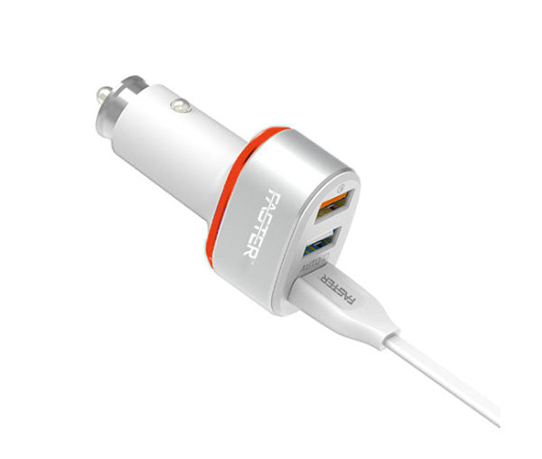 FASTER FCC-IQ4 Turbo 6.4A & Qualcomm Quick Charge 3.0A Car Charger